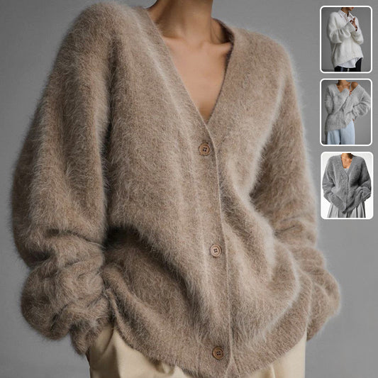 Cardigan à col en V lâche et boutonné